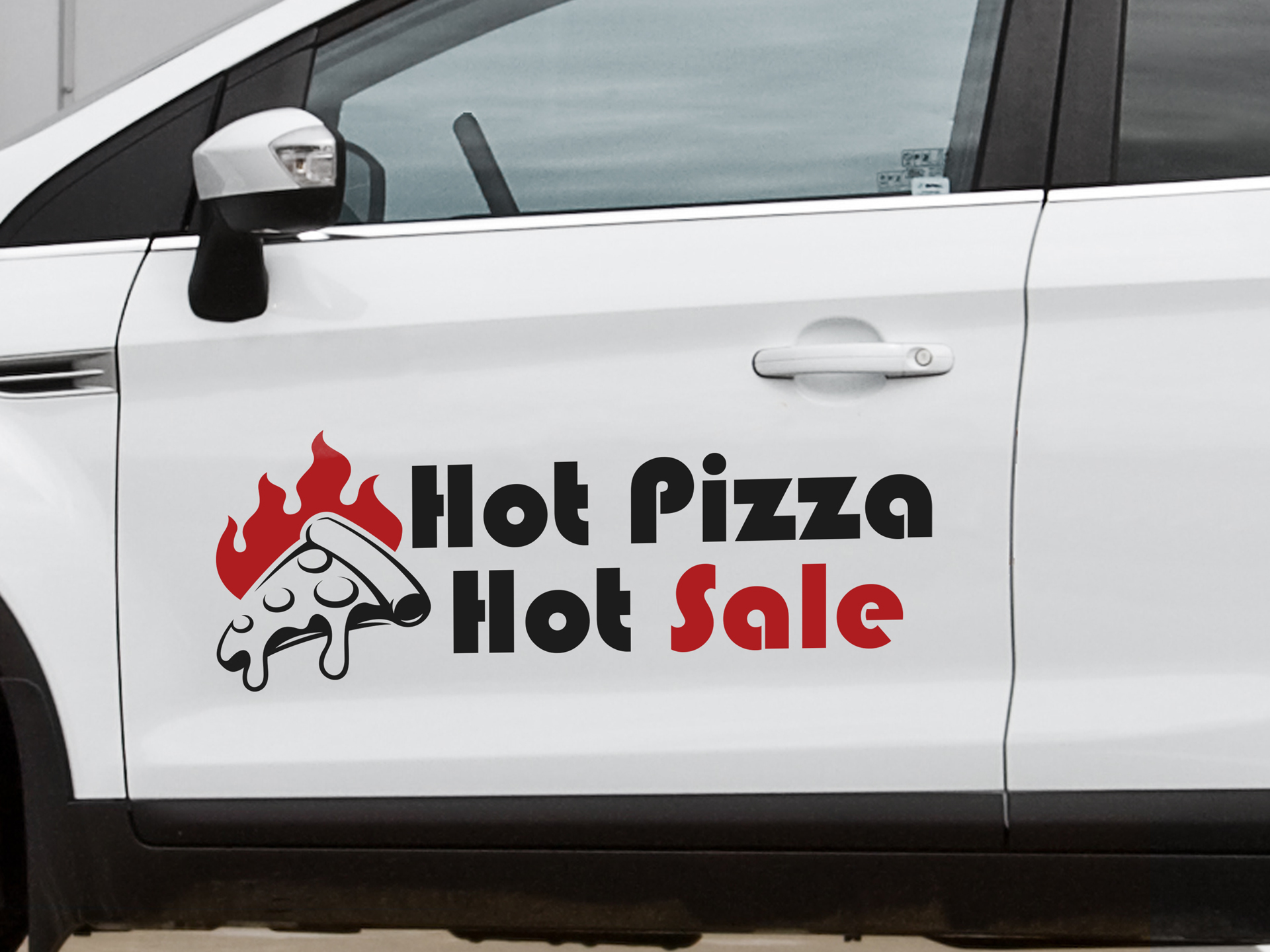 Vinyl car lettering featuring sale information