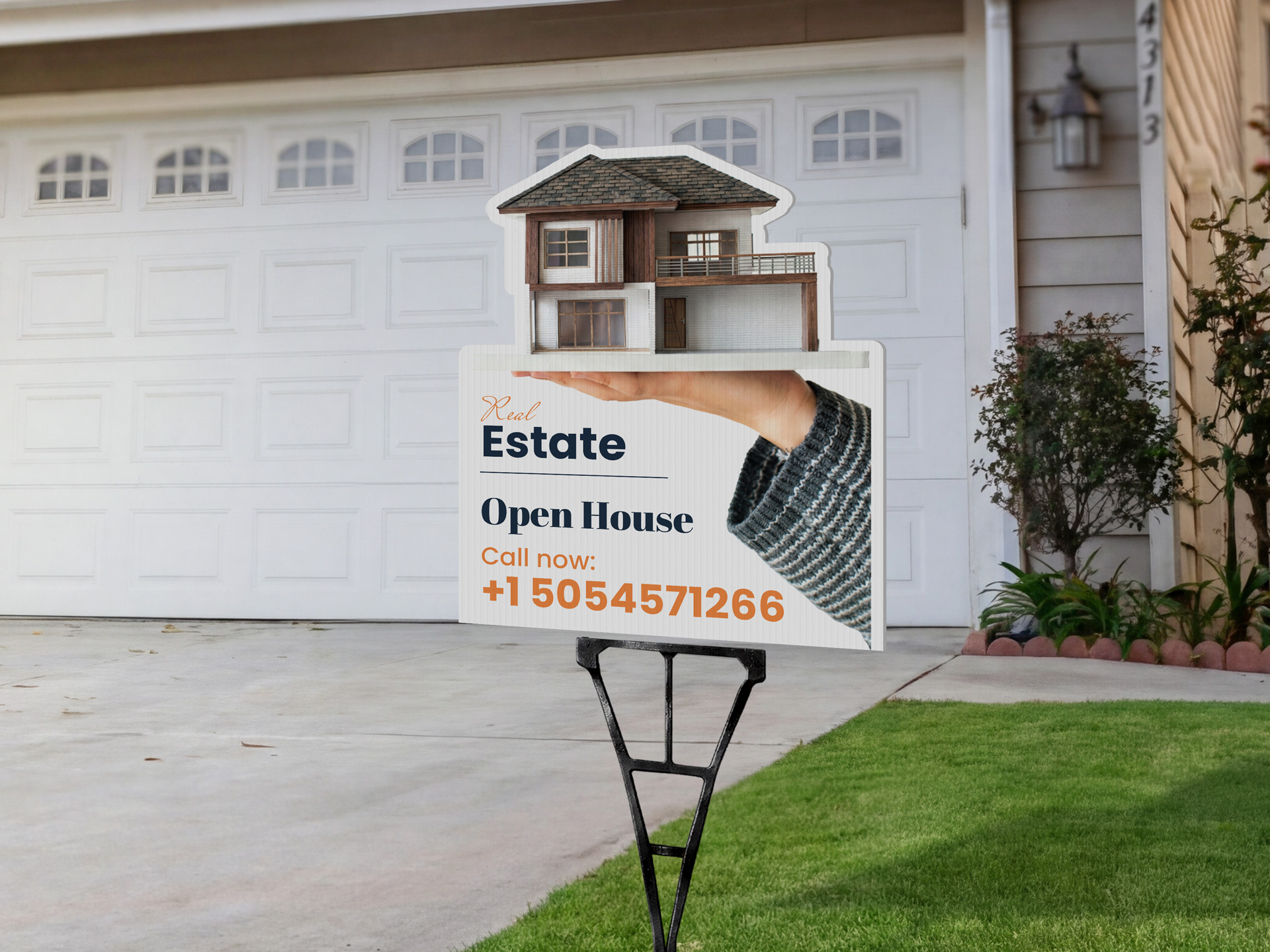 house-shaped custom corrugated plastic real estate open house sign