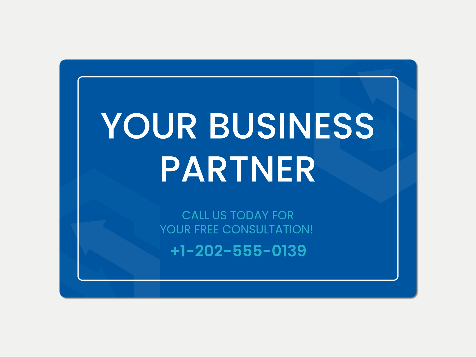 Metal business sign featuring company name, contact information, and CTA text.