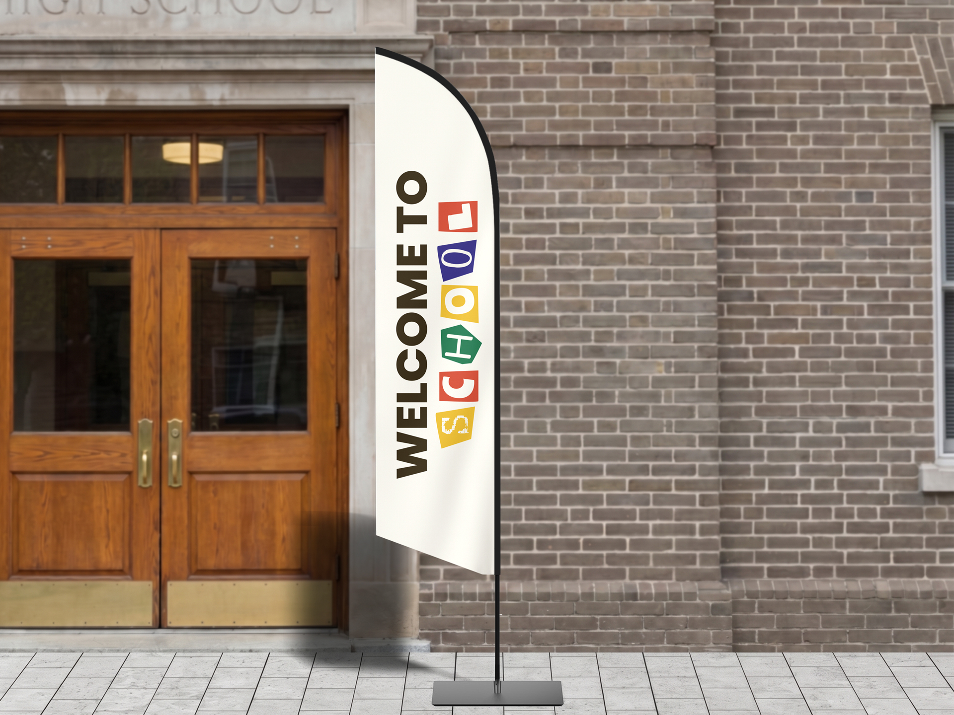 Welcome to school outdoor feather flag.
