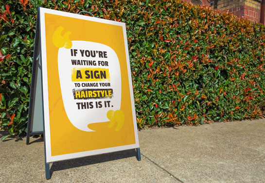 clever salon sandwich board persuasive-salon-board-idea