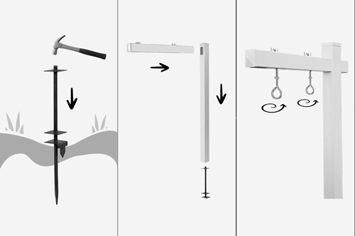 Step-by-step setup of real estate sign posts.