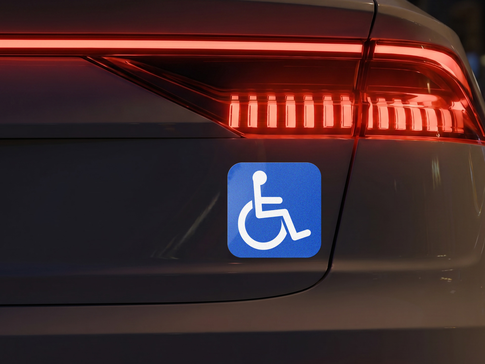 Reflective vehicle graphics featuring a handicap sign