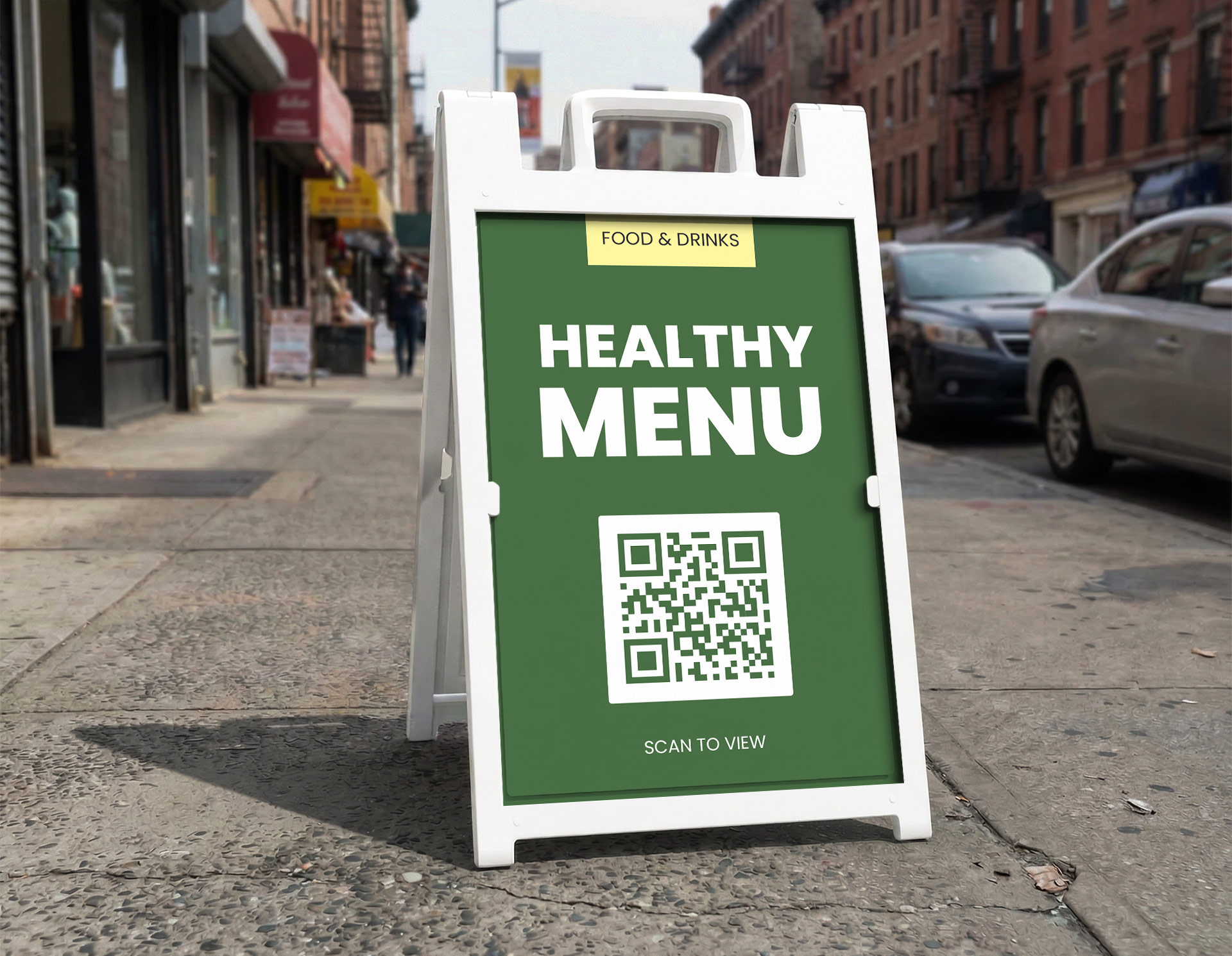 restaurant-menu-a-frame-sign-with-qr-code