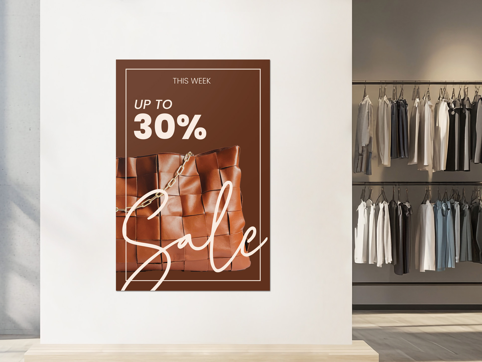 custom wall graphic in a retail store promoting sales