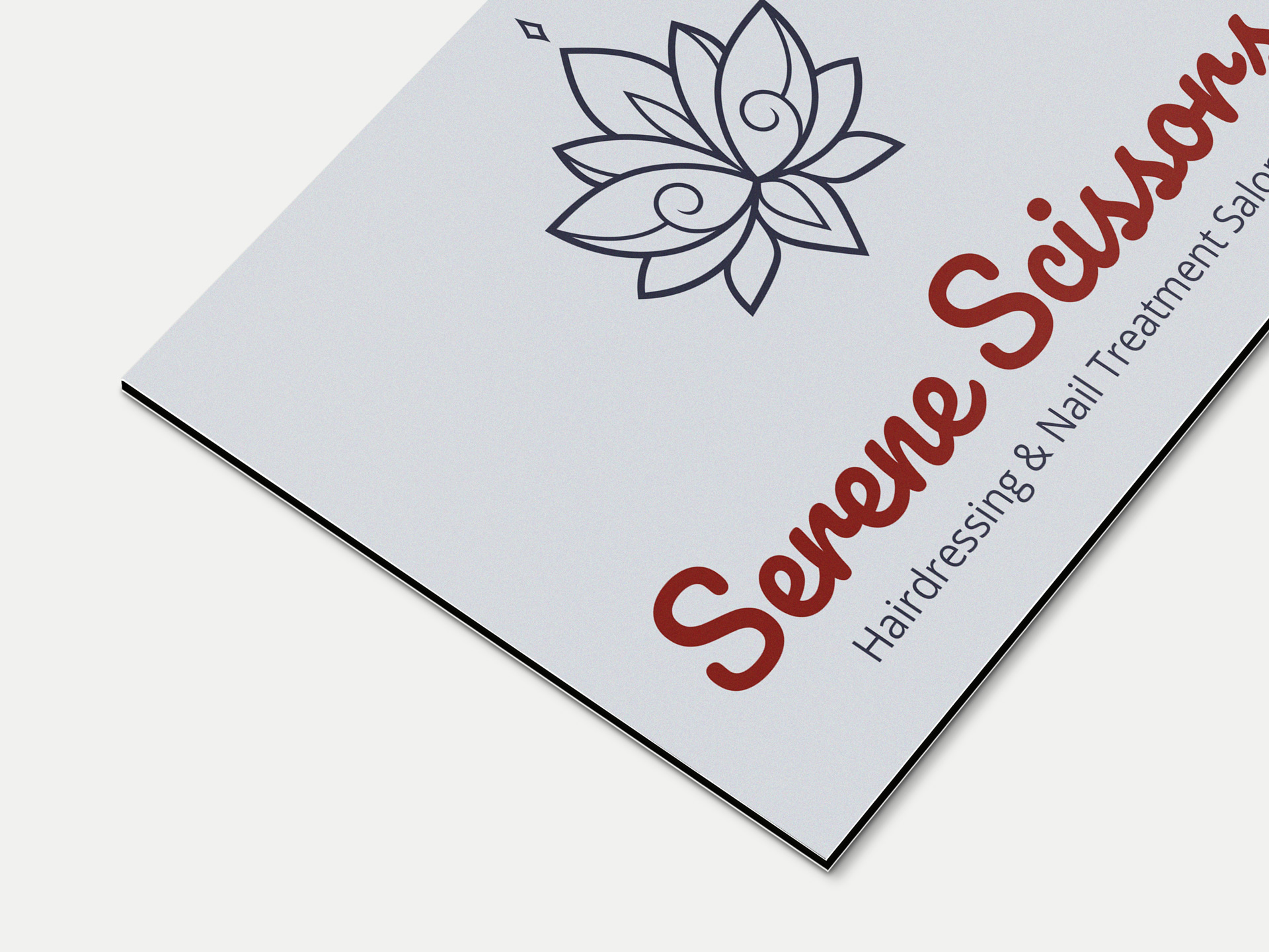 Dibond sign printed for a hair and nail salon logo and branding.