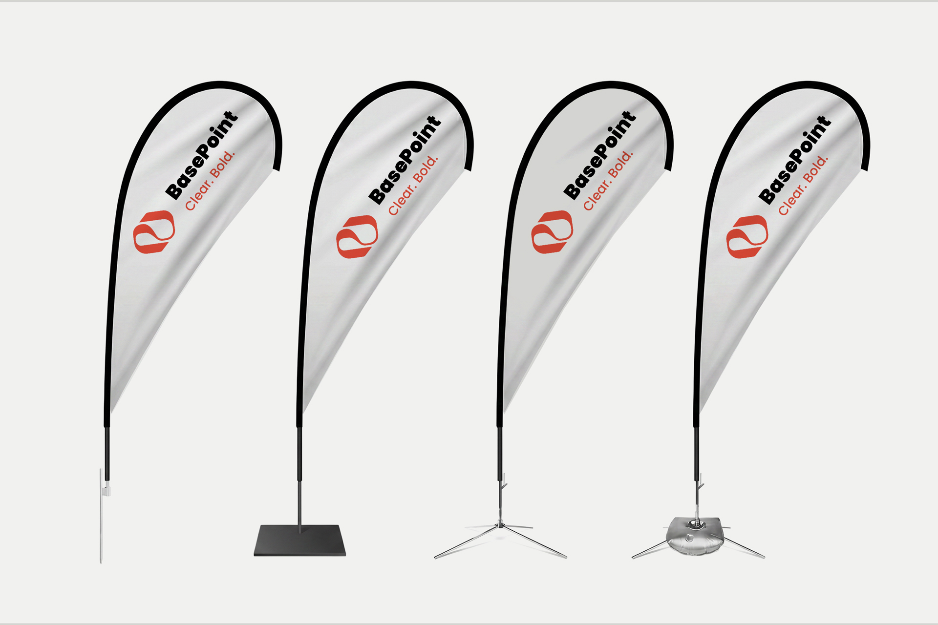 Comparison of different setup options of teardrop flags
