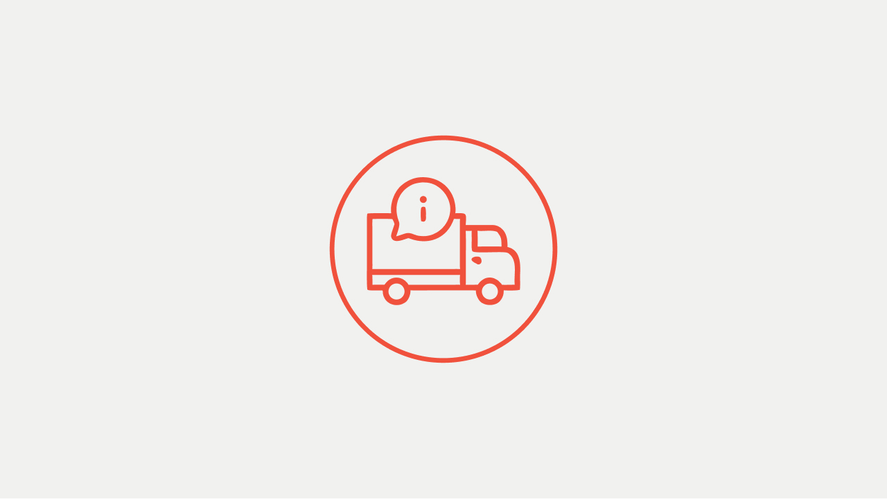An icon of a truck with an information bubble showing that some exclusions may apply to shipping.