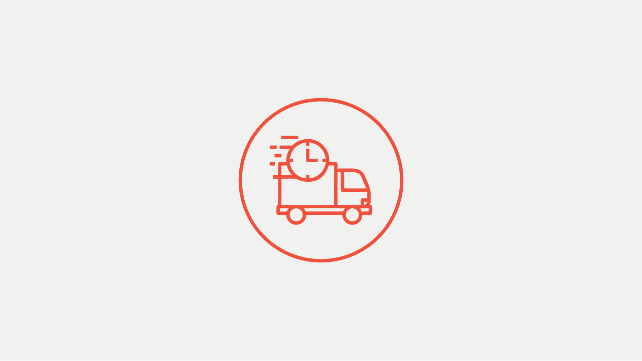 An icon of a truck with a clock highlighting express shipping services.