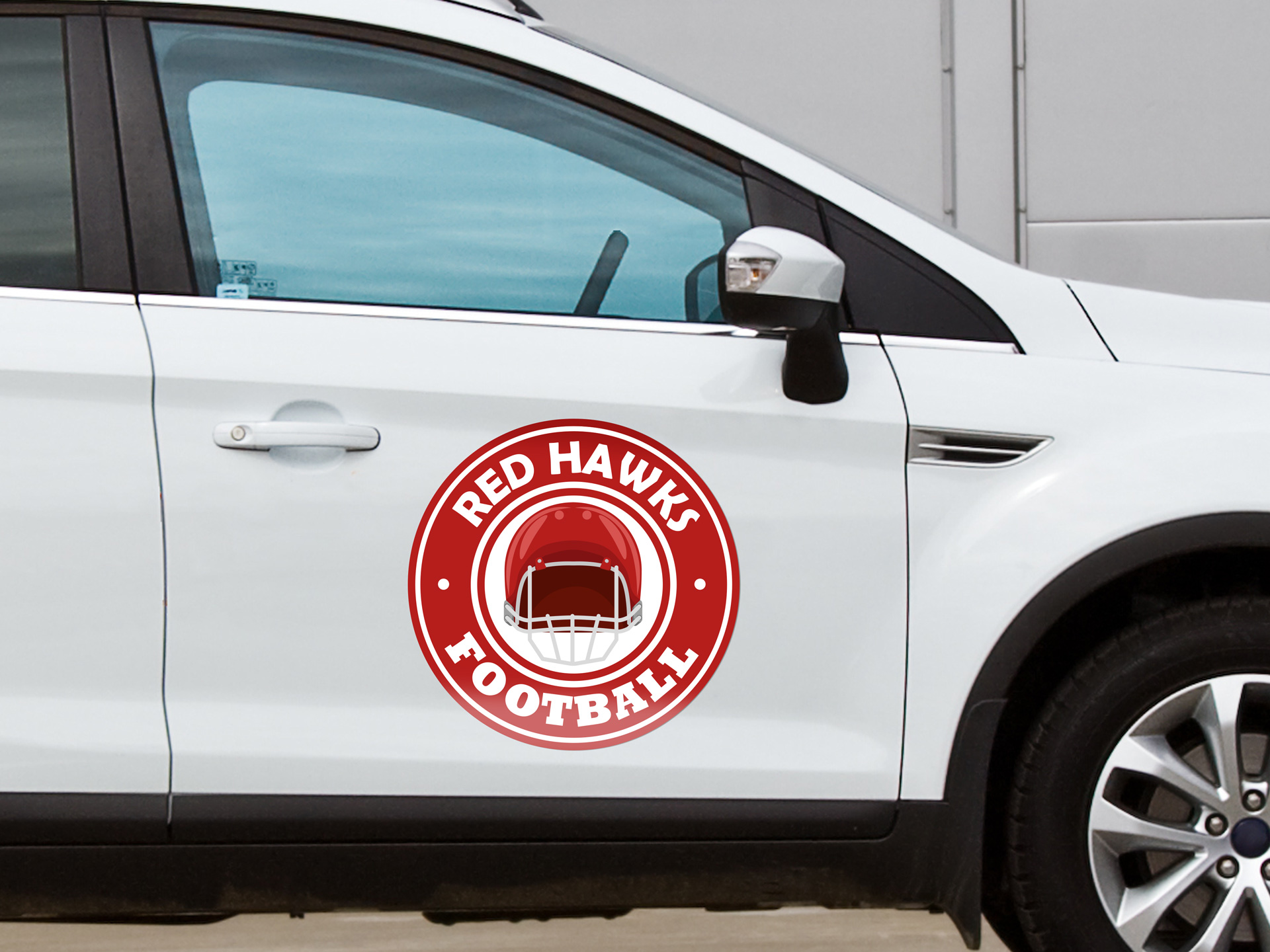 custom-made decal for a car supporting a football team
