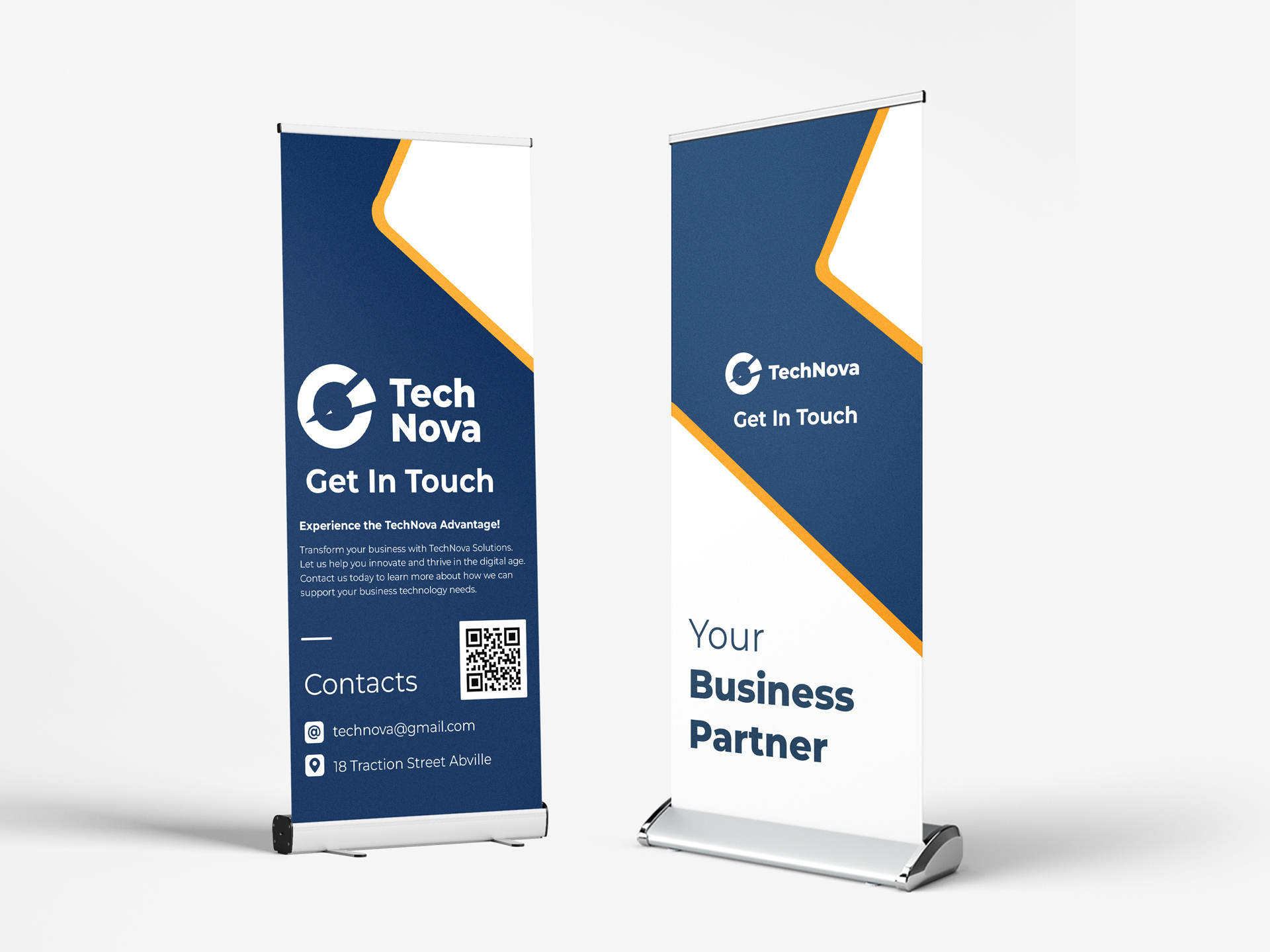 An elegant retractable banner for a company