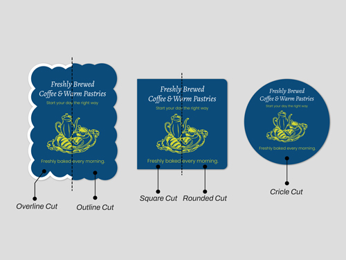 Informational image showing different shapes available for window clings.