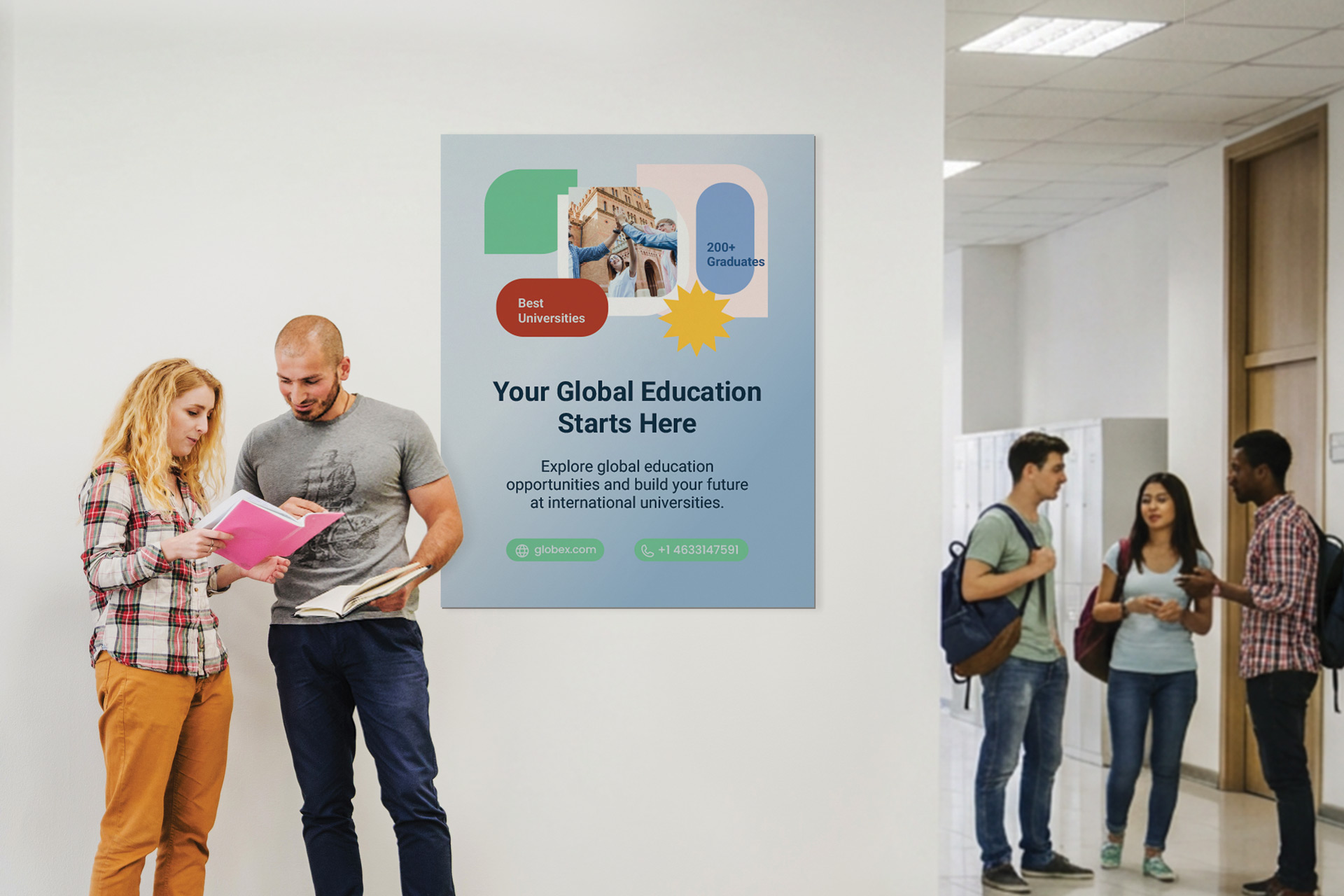 ultra board education poster mounted on a university wall