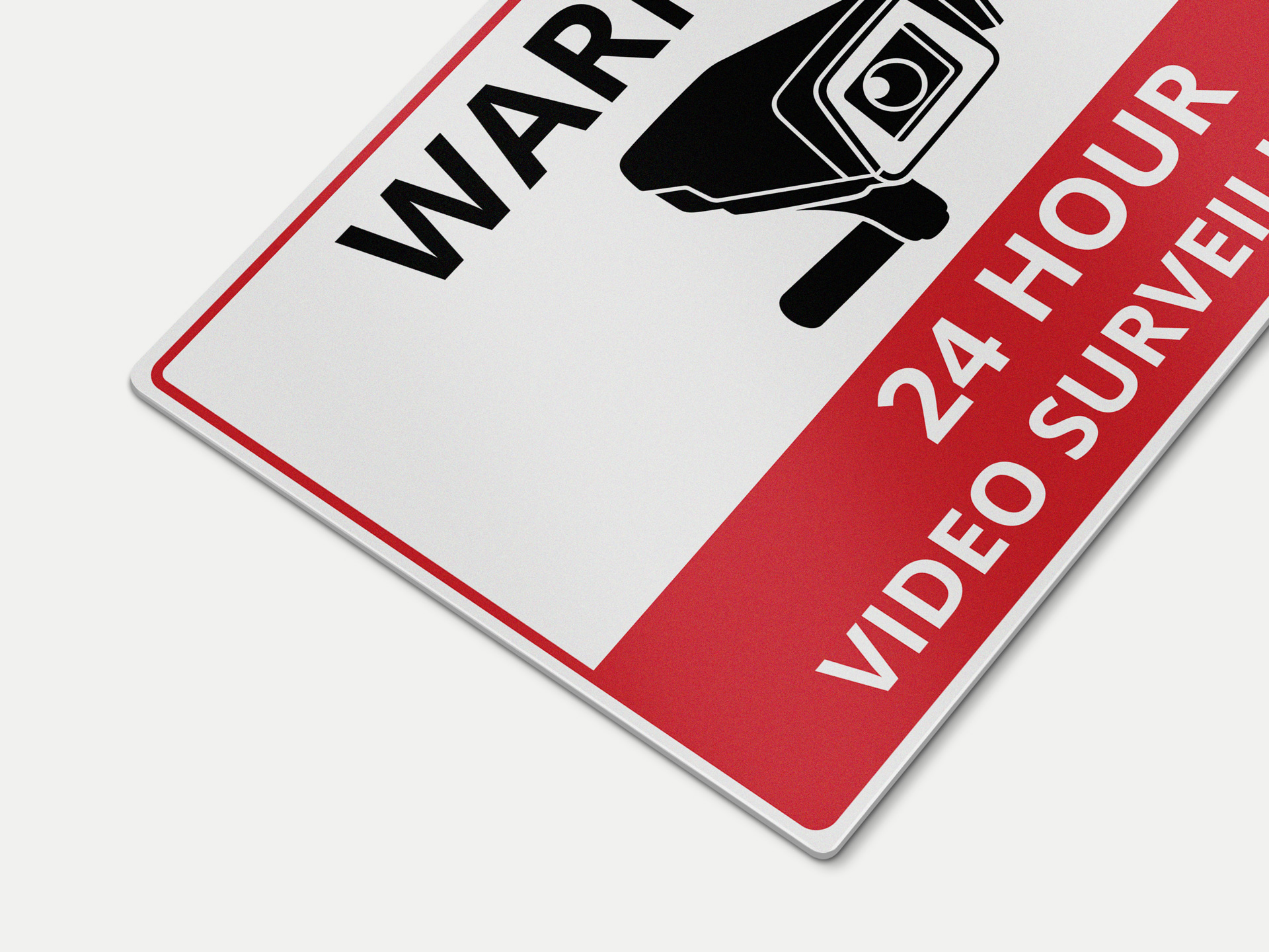 Solid aluminum sign featuring 24-hour video surveillance warning.