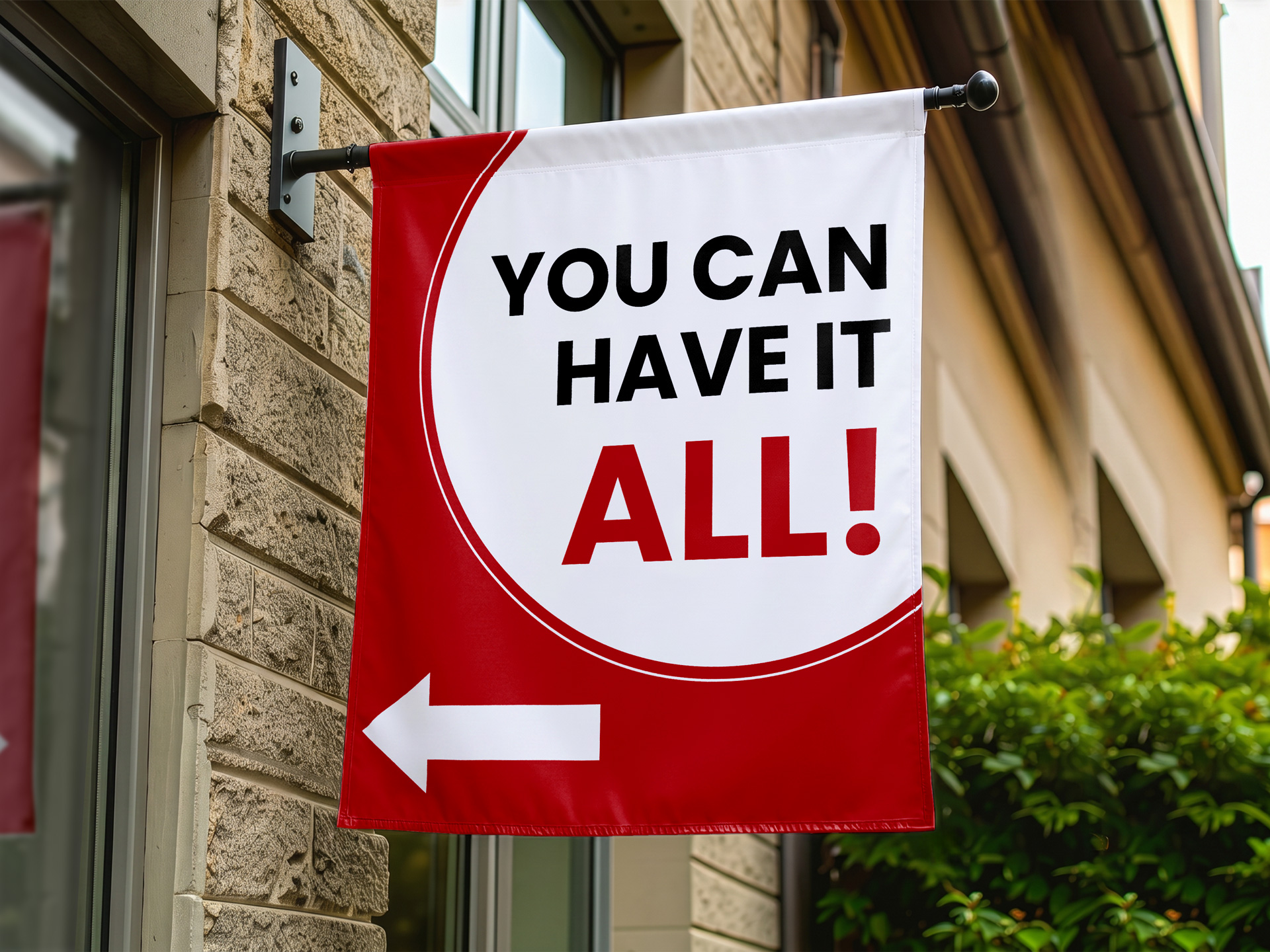 Personalized outdoor vinyl banner showcasing wayfinding information.