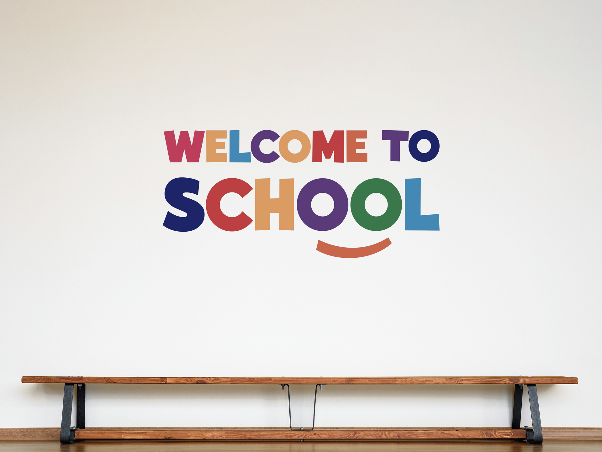 Welcome to school vinyl wall letters with colorful design.