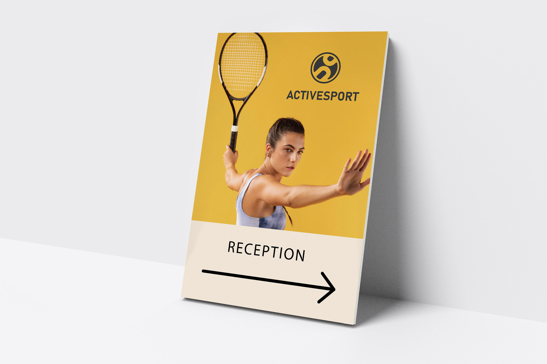 Yellow directional ultra board sign