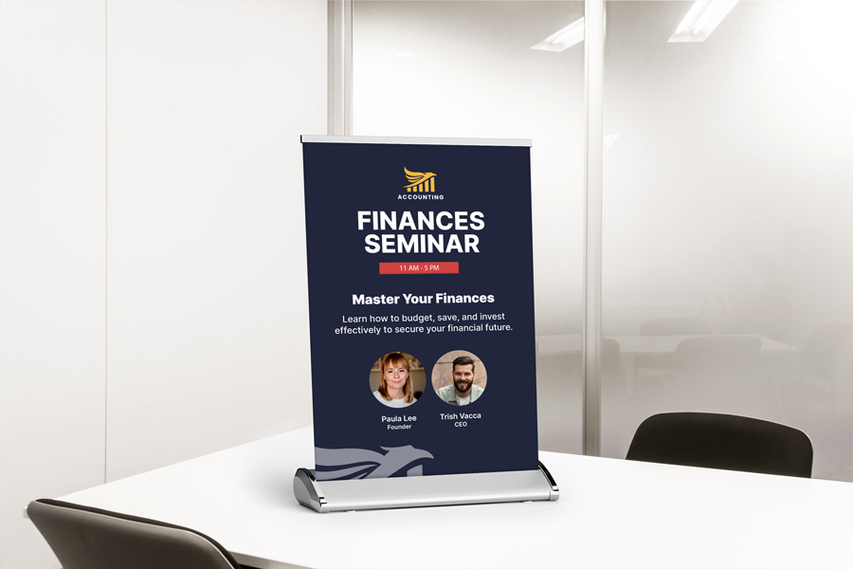 Finances Seminars Tabletop Retractable Banner Finances Seminars Tabletop Retractable Banner