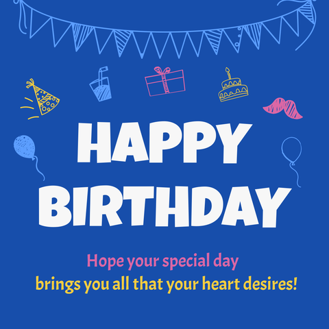Tiny Birthday Icons on a Blue Background Sign Template