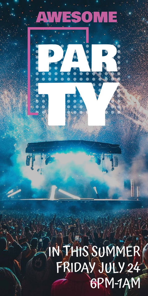 Raving Dancefloor at Night Music Festival Sign Template