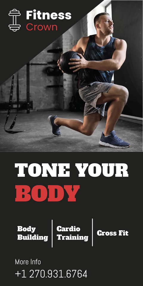 Man With Exercise Ball Fitness Workout Gym Template