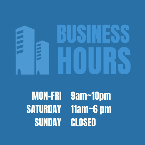 Blue Business Centers and Working Hours Sign Template