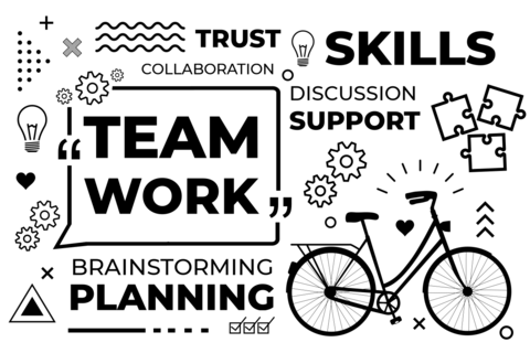 Team Work Graphics With Words and Icons Office Template