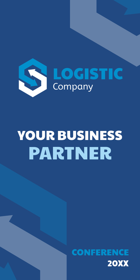 Blue and White Logistics Company Logo Conference Template