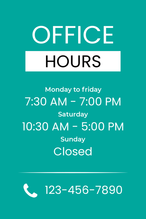 Minimalistic Business Hours Sign Template