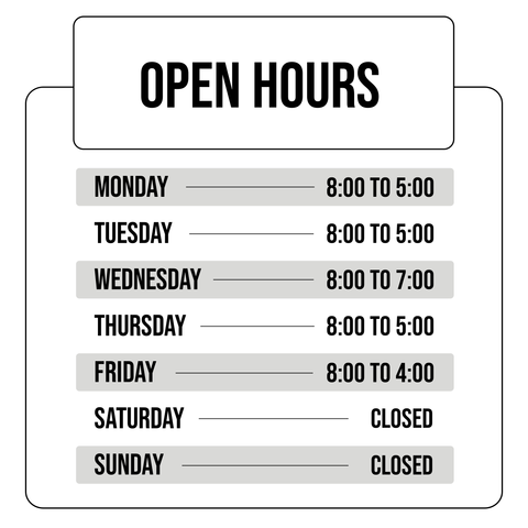 Minimalistic Working Hours Sign Template