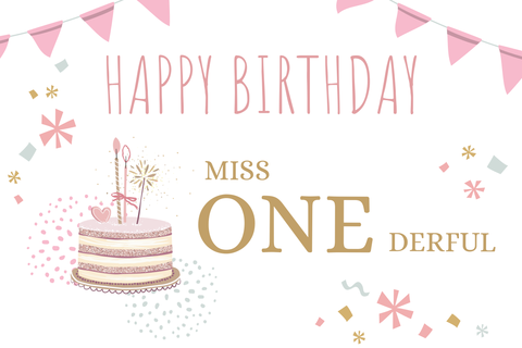 Pink Cake With Ornate Elements Birthday Sign Template