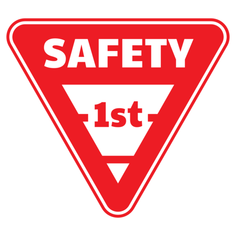 Safety First Red and White Triangle Traffic Sign Template