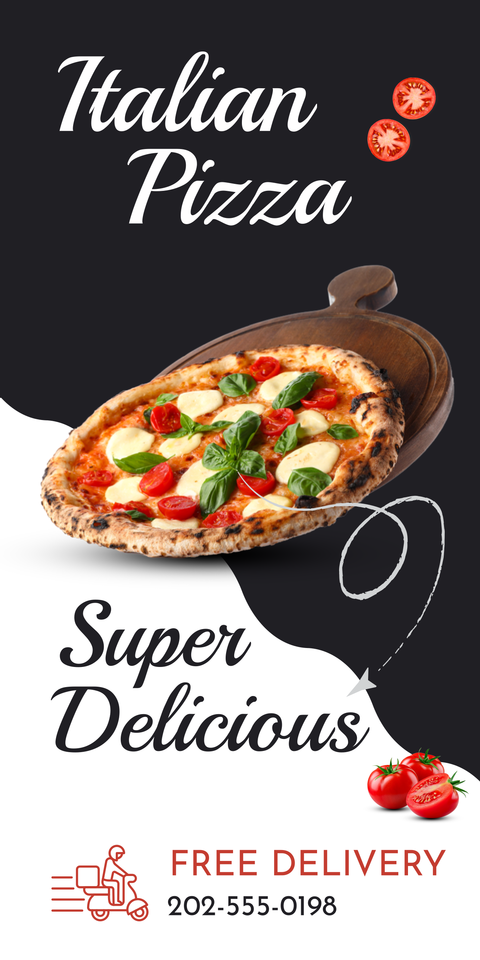 Delicious Italian Pizza Restaurant Delivery Sign Template