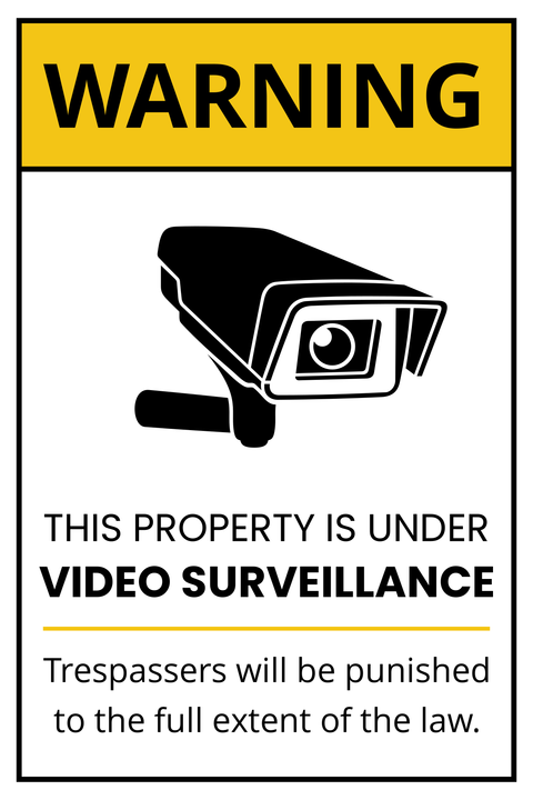 Video Surveillance to Warn Trespassers Legal Sign Template