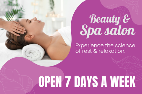 Woman in a Spa Purple Beauty Salon Sign Template